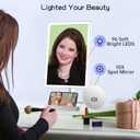 FUNTOUCH Large Makeup Vanity Mirror with Lights, 4500mAh Rechargeable Lighted Desk Makeup Mirror with 96 LED Lights and 10x Magnifying Mirror, 3 Color Lighting with Phone Holder,White
