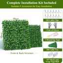 28Pcs Artificial Grass Wall Panels 10" x 10" Faux Boxwood Green Wall UV Resistant Privacy Screen 19.44 Sq Ft with Full Installation Kit for Indoor Outdoor Garden Fence Party Decor