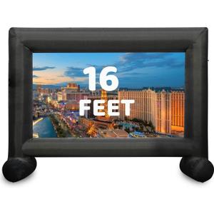 16Ft Outdoor and Indoor Inflatable Movie Projector Screen with 240W Blower, Supports Front and Rear Projection, Blow Up Movie Screen for Home Theater Party