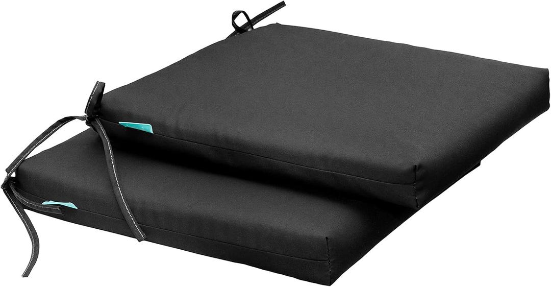 QILLOWAY Outdoor Indoor Seat Cushions, Square Foam Dining Chair Pads,All Weather, 17"x17"x3",2 Count (Dark Grey)