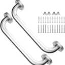 Brushed Nickel Grab Bar 12 Inch, 2 Pack Safety Bathroom Grab Bars, Stainless Steel Shower Grab Bar, Balanced Support Bar, Toilet Assist Handle for Handicap Elderly Senior (1" Diameter)