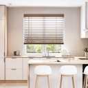 DEZ FURNISHINGS Cordless 2" Faux Wood Blind, 28" W x 72" H, Dark Oak