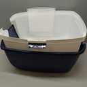 IRIS USA Cat Litter Box Large with Front Door Flap, Covered Enclosed Litter Box Enclosure with Scoop, Handle & Buckles for Portability & Privacy, Hidden Litter Pan, Navy