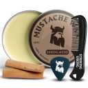 Striking Viking Mustache Wax & Comb Kit - 2 Oz, Medium/Strong Hold, Sandalwood Scent, 1 Pocket Comb - Mustache Grooming Kit for Men - Moisturize, Tame & Style - Non-Greasy, with Beeswax (1 Ounce (Pack of 2))