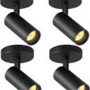12W LED Ceiling Spotlights Indoor 5CCT 2700K/3000K/3500K/4000K/6000K Selectable Dimmable spot Lights Indoor CRI90+ Adjustable Flush Mount Lights Fixture 24 Accent Lighting Black 4 Packs Black