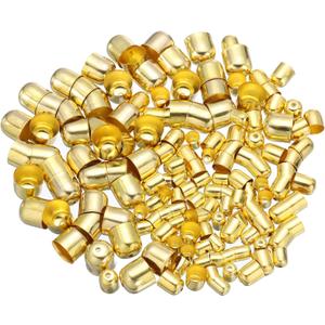 MECCANIXITY 200Pcs Tassel Leather Cords Buckle End Tip Cap, Leather & Metal Cord Ends Suede Fiber Crimps Beads Caps for Jewelry Making DIY Pendant Bracelet Necklace, Gold (6x7/8x9/12x12mm)