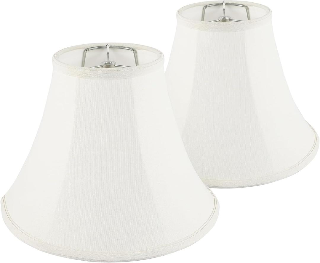 Bell LampShade 6x13x9.3 inch Set of 2, Replacement Lamp Shade for Table Lamp and Floor Lamp, Fabric Linen,Foldable lampshade (Ivory Linen)