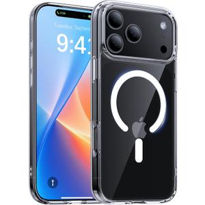 Magnetic for iPhone 17 Pro Max Case,[Anti-Slip][Compatible with MagSafe][Military Grade Drop Protection] Shockproof Protective Translucent Matte Phone Case for iPhone 17 Pro Max Case,Clear