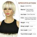 QUEENTAS Short Blonde Wig with Bangs Layered Short Pixie Cut Wigs for White Women Synthetic Hair (Platinum Blonde Mixed Light Brown Dark Root)