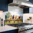 NYZE Chicken Wallpaper Stick and Peel Stove Backsplash Stickers Waterproof Oil Proof 30 X 16 inch Removable Farmhouse Backsplash with Wall Art Decor for Kitchen Stove Cooking Area