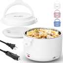 Aotto Electric Lunch Box, 32 oz Portable Food Warmer Heater, Lunch Warmer Portable for Work/Office/Car/Travel 12V/24V/110V 3-in-1, Warming Soup & Meal, Spill-Free, Men & Women's Gifts, White