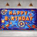 1 Piece 6 x 3.6 ft Dart Party Backdrop Dart Happy Birthday Backdrop Target Shooting Photography Background for Dart Battle Birthday Party Decoration Supplies Photo Booth Props