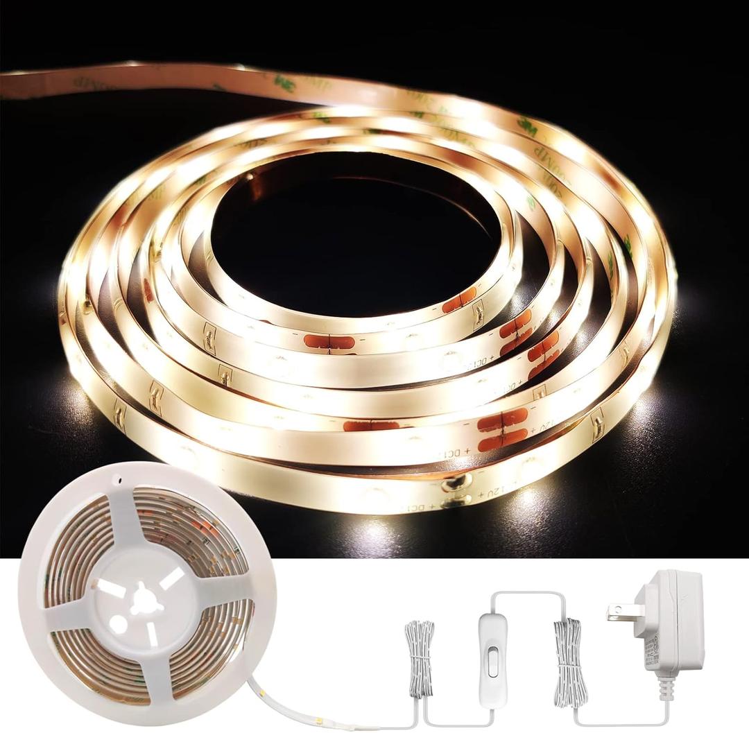 LED Strip Lights, 8ft LED Light Strip, 12V 4000K Neutral White Tape Light with PU Coating, LED Lights for Bedroom, Kitchen, Mirror, Home Decor, ETL Listed