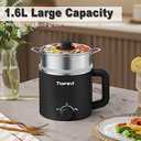 Topwit Hot Pot Electric with Steamer, 1.6L Ramen Cooker, Electric Pot for Pasta, Shabu-Shabu, Oatmeal, Soup and Egg, Portable Cooker with Dual Power Control, Dorm Room Essentials, Black