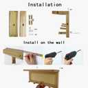 PE Rattan Key Holder with 4 Key Hooks ,Wall Mounted Decorative Floating Shelf for Entryway,Nursery,Mudroom, Hallway, Office (Retro Brown)