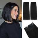 Rich Choices Short Clip in Hair Extensions Real Human Hair - 2PCS Remy Mini Clip ins Hairpiece for Women - Hairs Extensions for Thin Hairs 6 Inch #1 Jet Black