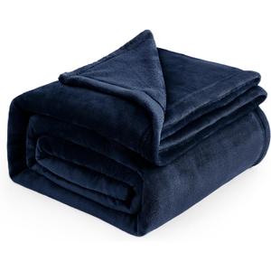 Bedsure GentleSoft Navy Fleece Blankets Queen Size - Bed Blanket Blue Soft Lightweight Plush Fuzzy Cozy Luxury Microfiber, 90x90 Inches
