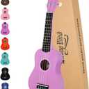 Strong Wind Soprano Ukulele 21 Inch Basswood Ukeleles for Beginners Four Strings Hawaiian Guitar Christmas Ukulele for Adults Teenagers, Purple