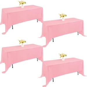4 Pack Rectangle Tablecloth for 6 Foot Tables Washable Polyester Table Cover for Wedding Dining Table Parties Banquet70x120 Pink