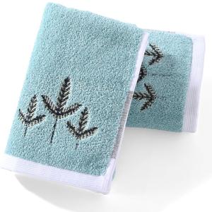 sense gnosis Blue Hand Towel Set of 2 Super Soft 100% Cotton Highly Absorbent Elegant Jacquard Leaves Pattern Decorative Hand Towels for Bathroom Home 13x 29 Inch