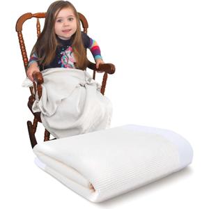 Blankets Thermal Waffle Baby Blanket Crib Bedding - Soft Cozy Warm Infant Thermal Cover for Nursery Stroller or Bassinet, Lightweight Ideal Shower Gift, Nylon Trim White 36" x 50"