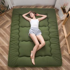 MAXYOYO Japanese Floor Mattress Futon Mattress Thicken Tatami Mat Sleeping Pad Roll Up Mattress Floor Lounger Mat Folding Couch Mattress Pad for Guest Room, Green, Queen