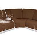 HDCAXKJ 100% Waterproof Reclining Sectional Couch Covers L Shape Recliner Sofa Cover Washable Quilted Soft Pet Dog Corner Recliner Slipcovers with Pockets (5 Seat and 1 Middle Console, Chocolate)