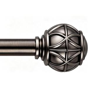 Antique Nickel Curtain Rods for Windows 18 to 144 Inches,Adjustable Decorative Drapery Rods,Heavy Duty Curtain Rod with Netted Ball Finials