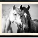 Art Shoppe Framed Print Wall Art, Vintage Wall Dcor for Living Room, Bedroom, Office, High-Resolution Image on Premium Art Paper, 3/4" Frame with Plexiglass Front, Ready to Hang, 17"x21" (Horse Couple)