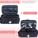ALSLEA First Aid Bag Empty Large Medical Bag with Shoulder Strap 16x 9.5 x 7 Medicine Organizer Travel First Aid kit Emergency Supplies Storage Bag for Car, Home, Office, Outdoor (Black)