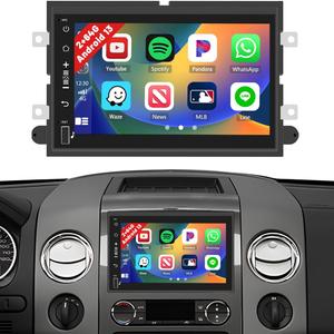 2+64G Android Car Stereo for Ford F150 F250/F350 E250 E350 Edge Taurus Sable Fusion Milan Focus Montego Freestyle, Wireless Carplay and Android Auto, 7 Inch Touch Screen Radio with GPS/WiFi/FM RDS BT