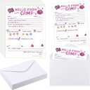 12 Set Sleepaway Camp Flat Cards and Envelopes Notepad Set for Campers Boys and Girls 5. 12 x 7. 87 in with Envelopes Fill in The Blank Camp Stationary(Girl Fill in the Blank)