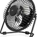 GPX Mini 4" USB Personal Fan, Compatible with Computers, Laptops, Portable Chargers, Black