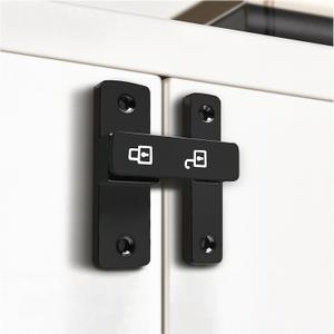 Flip Door Lock Black 180 Degree Thickened Bifold French Door Lock Latch for Gate Barn Garage Shed Window Cabinet Liquor Black