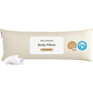 Goose Down Body Pillows for Adults, Large Body Pillow for Side Sleeper, Hugging Feather Body Pillow Insert, Cooling Full Length Long Pillow for Bed with 100% Organic Cotton Shell, Off-White 20" x 60"