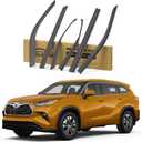 Rain Guards Fit for Toyota Highlander 2020 2021 2022 2023 2024 2025 2026 L LE XLE XSE Limited Platinum Hybrid, Durable Tape on Side Windows Deflectors 2020-2026 Highlander Rain Guard Black - 6 PCS