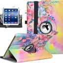 Case for iPad Air (3rd Gen) 10.5" 2019 / iPad Pro 10.5" 2017, 360 Degree Rotating Stand Smart Case with Auto Wake Up/Sleep Feature - Hummingbird Flower