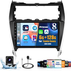 6+128G Radio for Toyota Camry 2012-2014 Android 15 Stereo Upgrade 8 Core 10.1'' Touch Screen CarPlay Android Auto, AHD Backup Camera, GPS Navigation