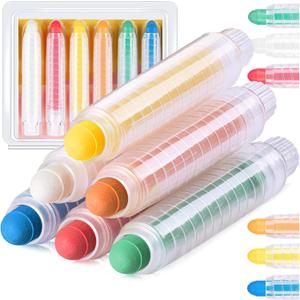 Sidewalk Chalk for Toddlers, 6 ColorscChalk with Plastics Holder for Blackboard Drawing Writing Toys Gift Party Favors