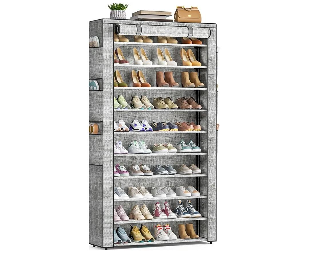 OYREL Shoe Rack 10Tier Large Capacity 50-56Pairs Beautiful Tall Shoe Shelf Free Standing Storage Cabinet Entryway Closet