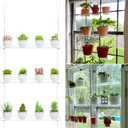 3Tier Clear Hanging Window Plant Shelves 16In, Height Adjustable Acrylic , Indoor Windows Wall Hanging Plant Stand Flower Display, Flower Pot Organizer Storage for Grow Herbs, Microgreens, Succulents
