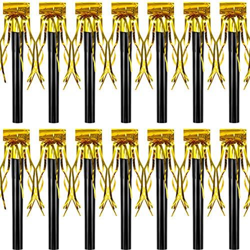 24 Sumind Pcs Party Blower Noisemakers Party Squawkers Blowouts Whistles Fringed Noise Maker Musical Blowouts for Birthday Supplies (Gold)