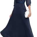 Wedtrend Women's Sequin Dresses Sparkly Glitter Dress Split Sleeves Formal Dresses Maxi Evening Dress (Navy, XL)