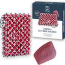 Zylark 316L Cast Iron Scrubber + Scraper Tool - Pan Cleaner Scrubber with Silicone Insert - Cast Iron Cleaning Kit - Chainmail Scrubber for Cookware
