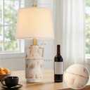 26" Vintage Ceramic Table Lamp for Home Decor, Farmhouse Retro Terracotta Lamp with Handles for Living Room, Rustic Pottery Bedside Nightstand Lamps for Bedroom, End Table, Entryway (Bulb included)