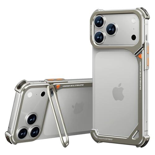 OATSBASF 9 Case for iPhone 17 Pro Bumper Case Metal, Aluminum Frame Slim Fit No Back Design, Compatible with MagSafe, Shockproof Protection, Minimalist Frameless Phone Case, Natural Titanium