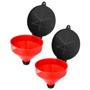 QWORK 4 Quart 2" BSP Drum Funnel 2 Pack Lockable Lid & Screen Filter for 55 Gal Steel, Poly & Oil Drums