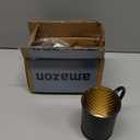 MyGift 18 oz Moscow Mule Mugs, Set of 2 Matte Black Cocktail Drinking Cups with Handles and Gold Tone Interior, Metal Cup Hammered Finish