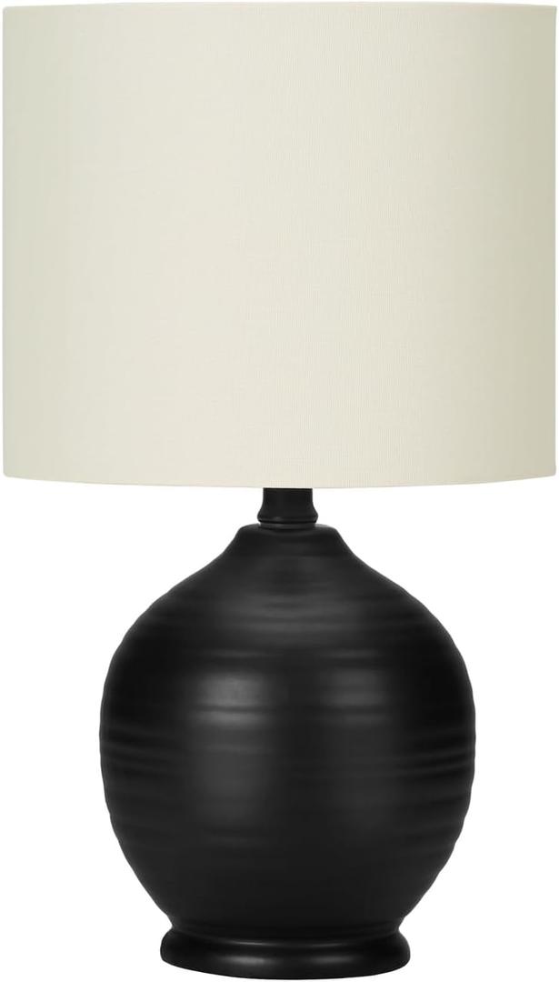 Monarch Specialties I 9739 LightingTable Lamp, Black Ceramic, Ivory/Cream Shade, Transitional