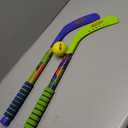 Franklin Sports NERF Proshot Kids Hockey Sticks + Ball Set - 2 Player Youth Indoor + Outdoor Set - 2 in 1 Knee + Floor Hockey - (2) NERF Proshot Youth Sticks + (1) Foam Ball Included